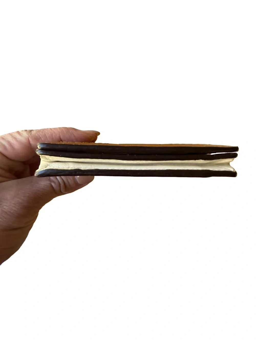 Coach Women’s Tan Cream Leather Card Holder Wallet